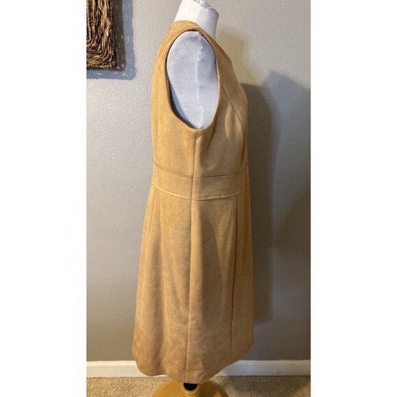 Kasper Sheath Dress 16P 16 P Sleeveless Stretch Doe Golden Camel Brown NWT - Picture 7 of 15